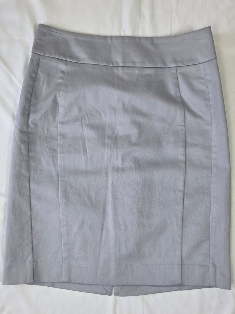 Express Size 0 Light Gray Seamed Pencil Skirt Cotton/Spandex Back Slit NWT